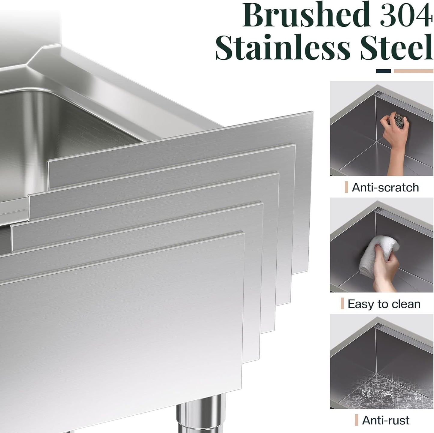 31.5-Inch Undermount Kitchen Sink Workstation, 16 Gauge 304 Stainless Steel Single Bowl Kitchen Sink with Cutting Board, Drying Rack, Roll-Up Rack and Drain Assembly