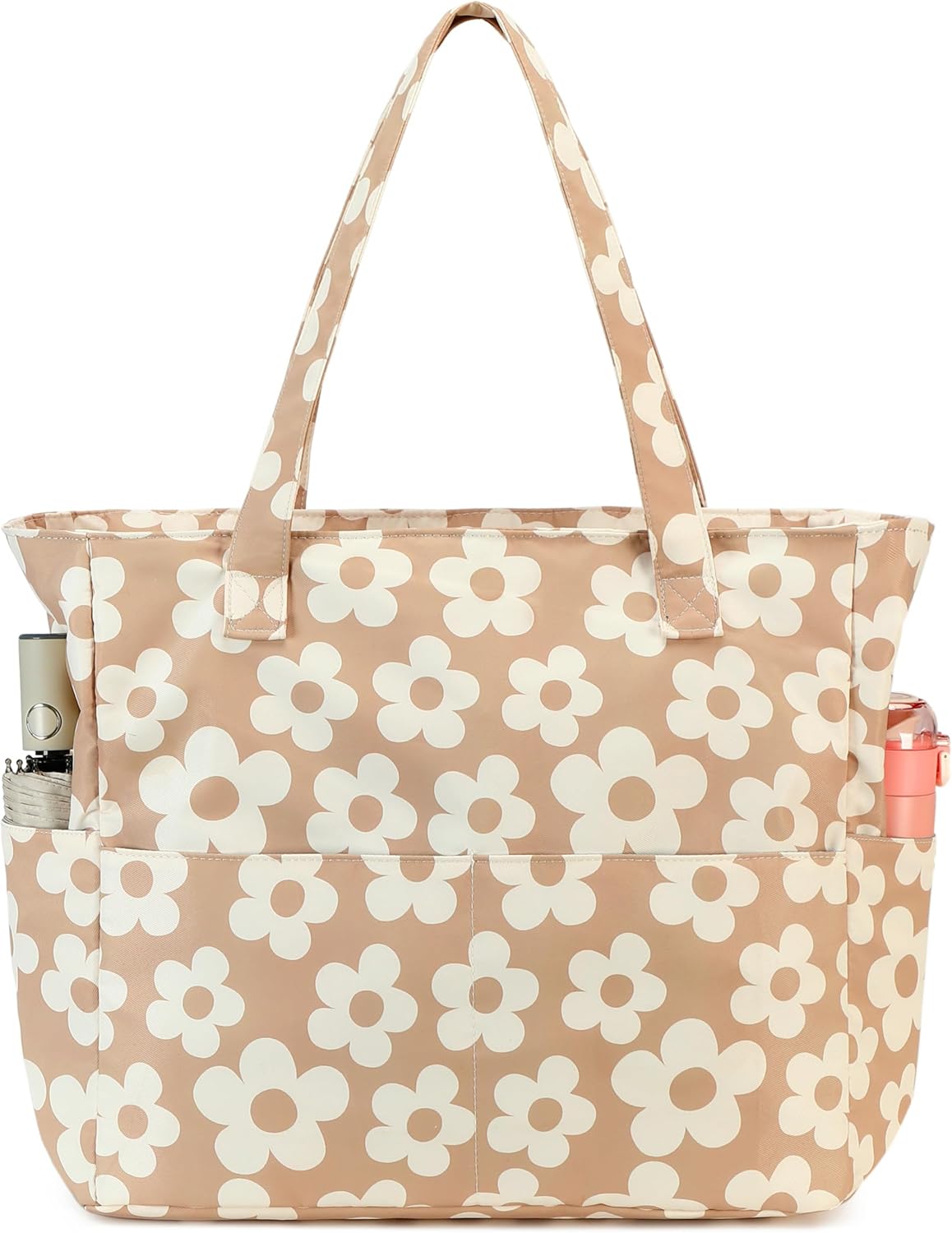 LEDAOU Large Beach Tote Bag Women Waterproof Sandproof Zipper Beach Tote Bag for Pool Gym Grocery Travel with Wet Pocket