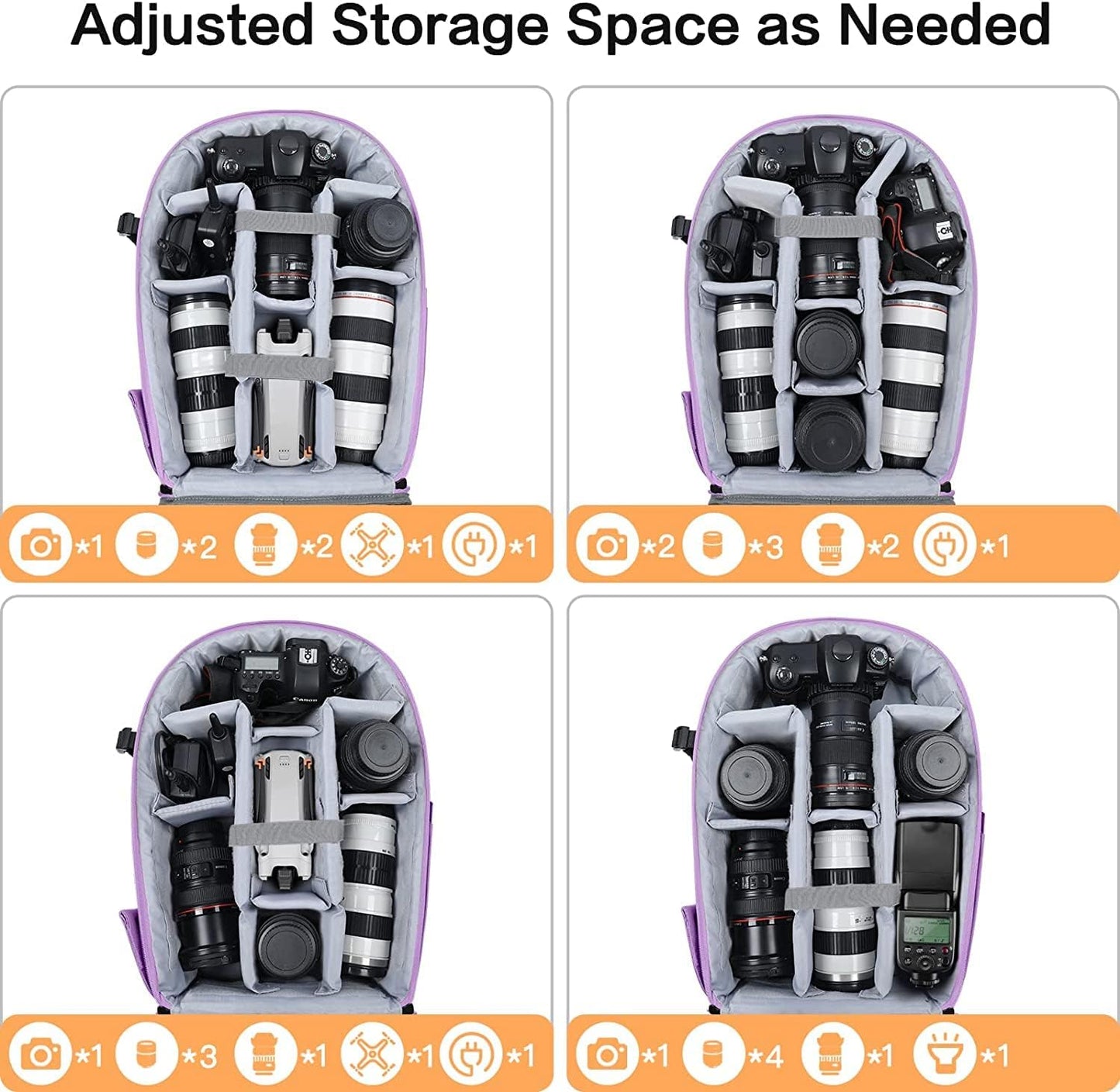 MOSISO Camera Backpack, DSLR/SLR/Mirrorless Photography Camera Bag 15-16 inch Waterproof Hardshell Case with Tripod Holder&Laptop Compartment Compatible with Canon/Nikon/Sony, Purple