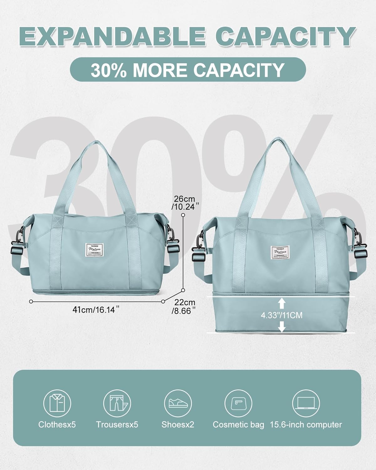 Travel Duffel Bag, Sports Tote Gym Bag, Shoulder Weekender Overnight Bag for Women