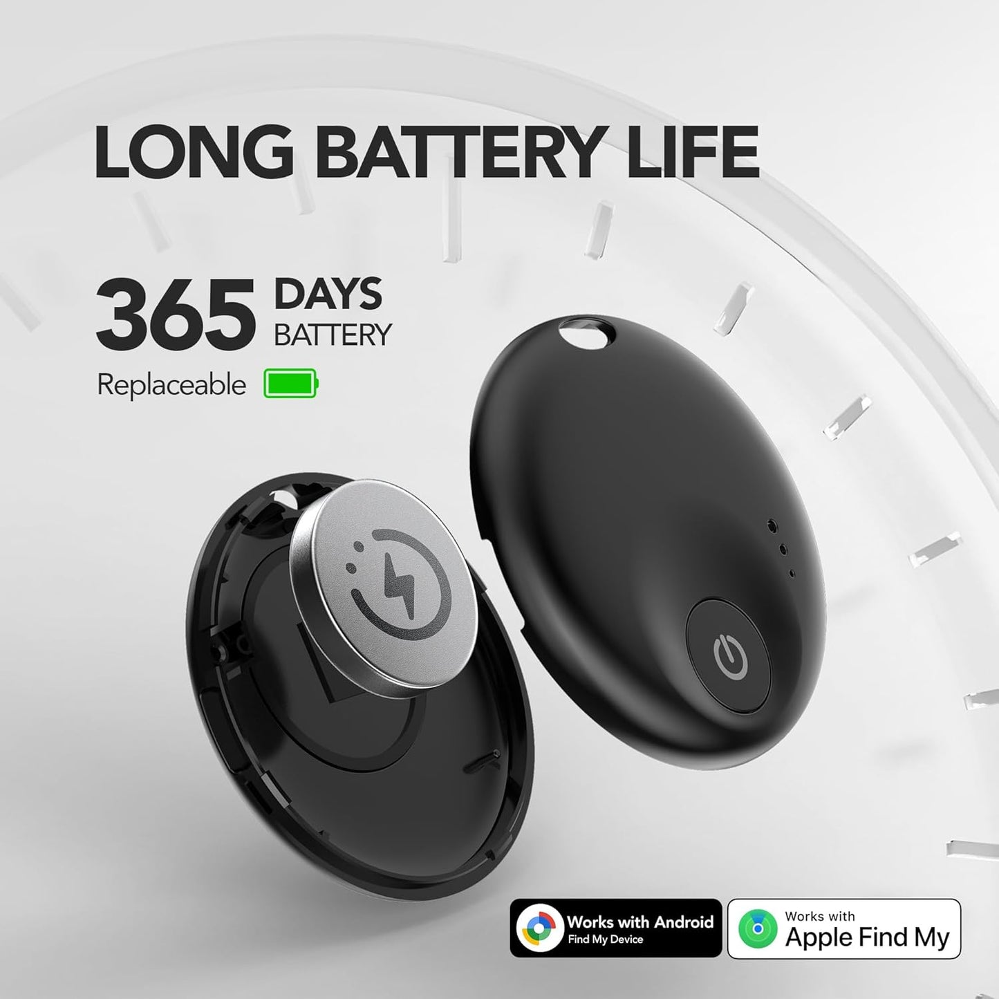 2025 Upgraded Dual-System Tracker for iOS or Android, Bluetooth Smart Tracking Tag/Luggage Tracker/Key Finder/Item Locator/Backpack/Bicycle,(Black)