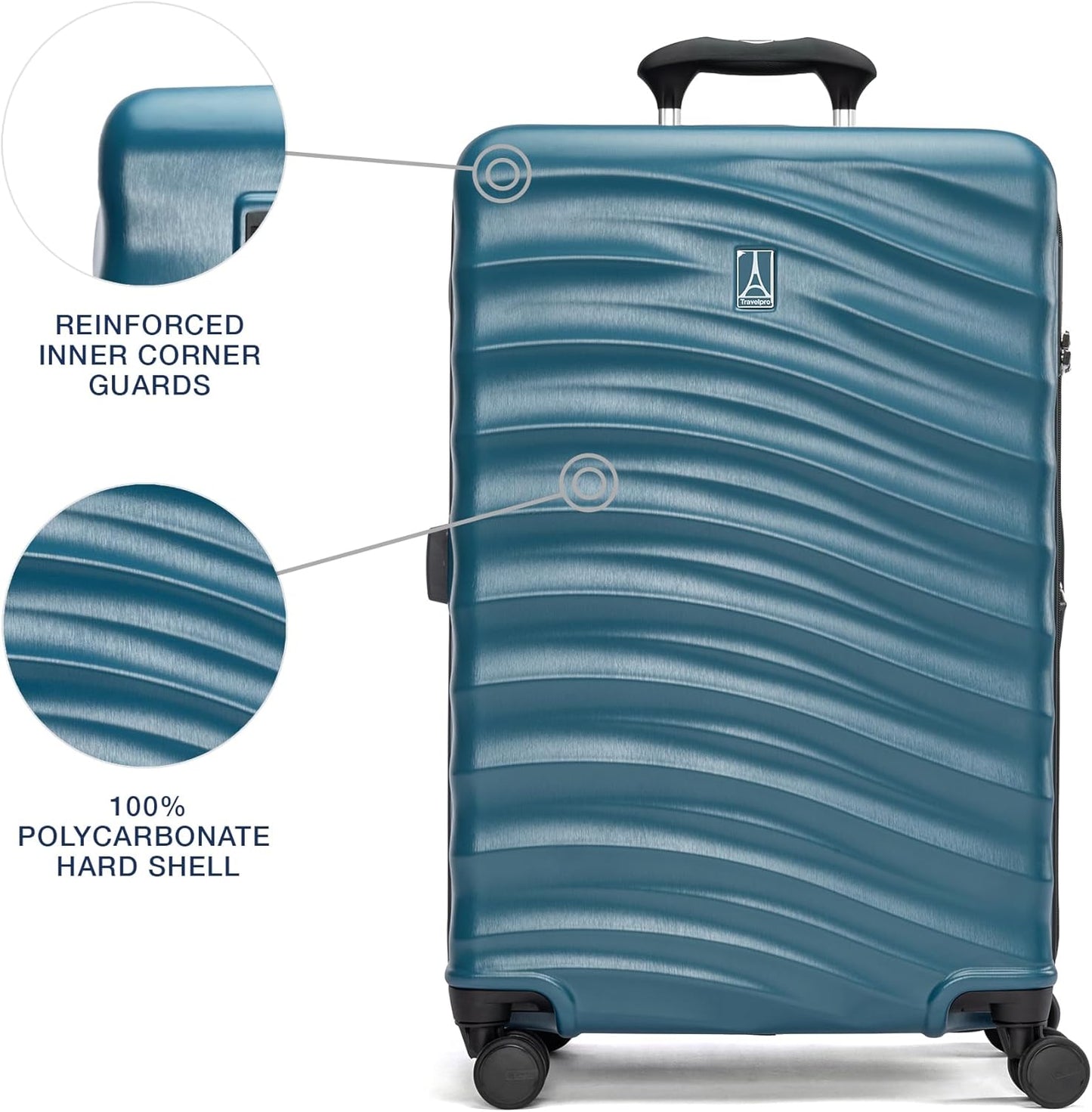 Travelpro Maxlite Air V2 Hardside Expandable Checked Luggage, 8 Spinner Wheels, Lightweight Hard Shell Suitcase, TSA lock, Teal, Checked Medium 25-Inch