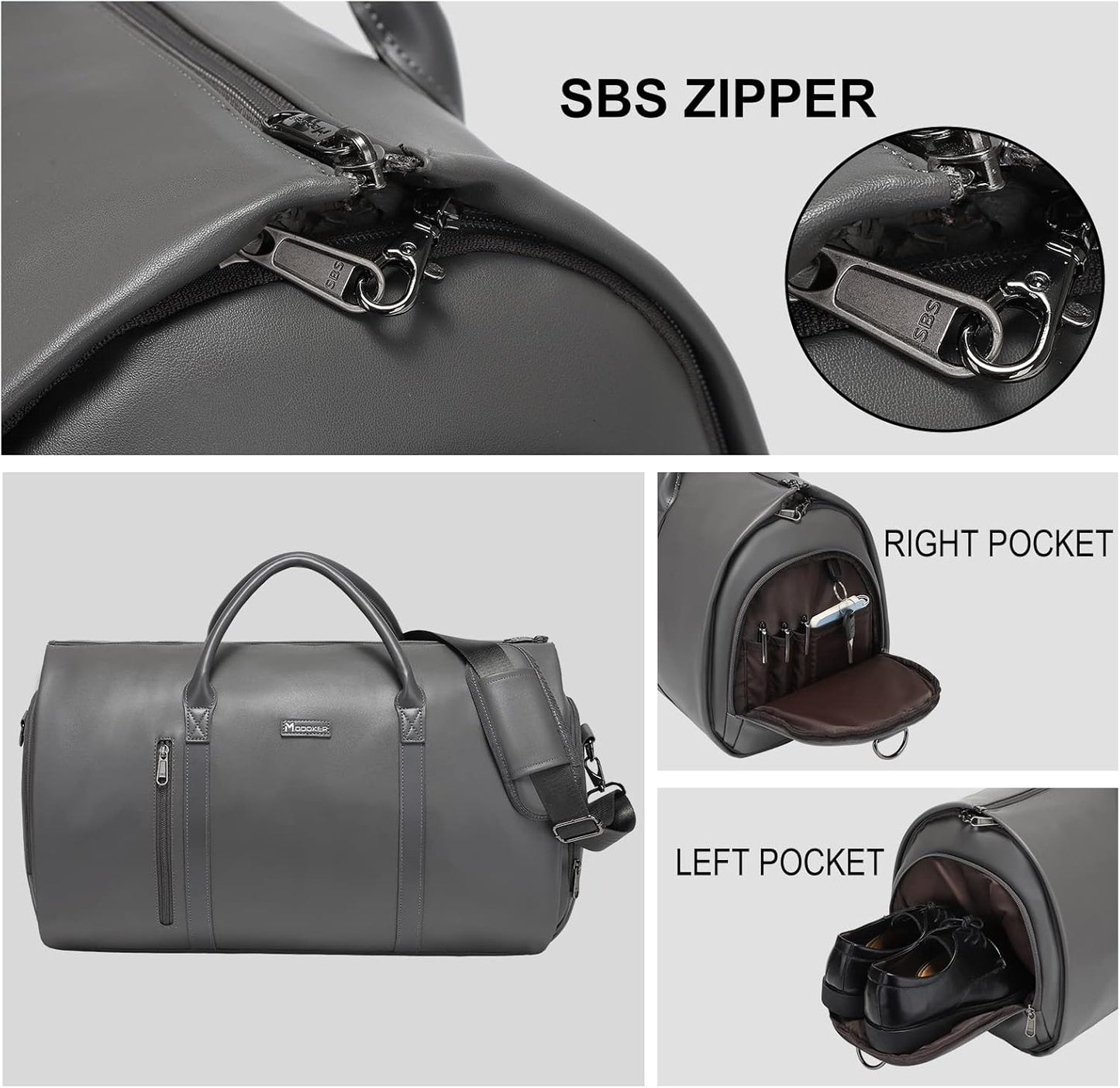 Leather Garment Bag for Travel, Modoker Carry On Suit Carrier Travel Bag with Shoulder Strap - Ideal for Business Trips and Weekend Getaways - The Garment Duffel Bag for Traveling Men Women