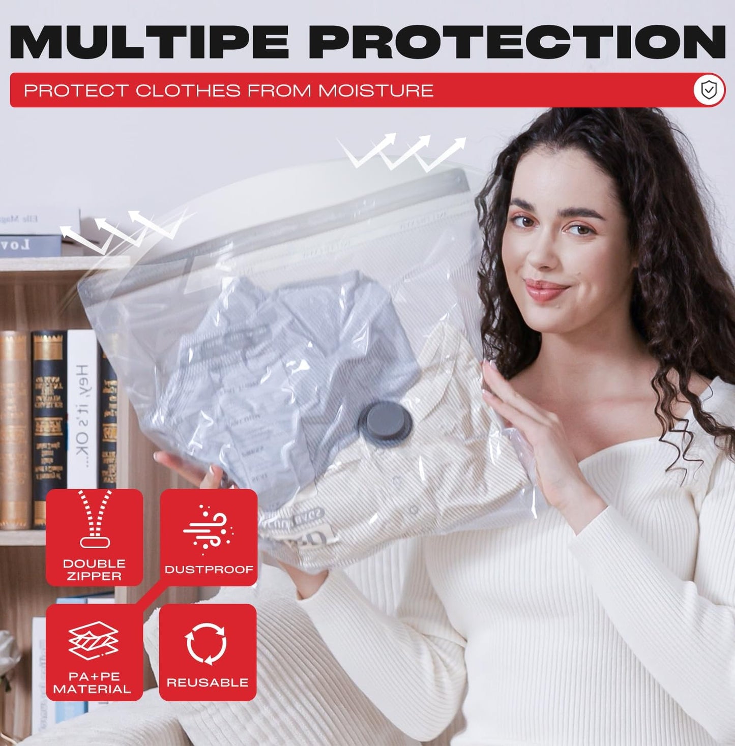 Vacuum Seal Bags for Clothing, 18 Pack Travel Vacuum Storage Bags with USB Pump, Carry On Compression Packing Bag for Luggage, Space Saver Travel Kit for Clothes