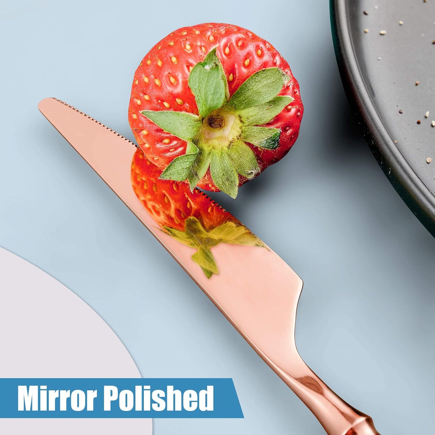 20-Piece Rose Gold Silverware Set for 4,Modern 18/10 Stainless Steel Flatware Set,Unique Rustic Cutlery Utensils Set,Spoon and Fork Set for Home, Restaurant,Mirror Polished,Dishwasher Safe