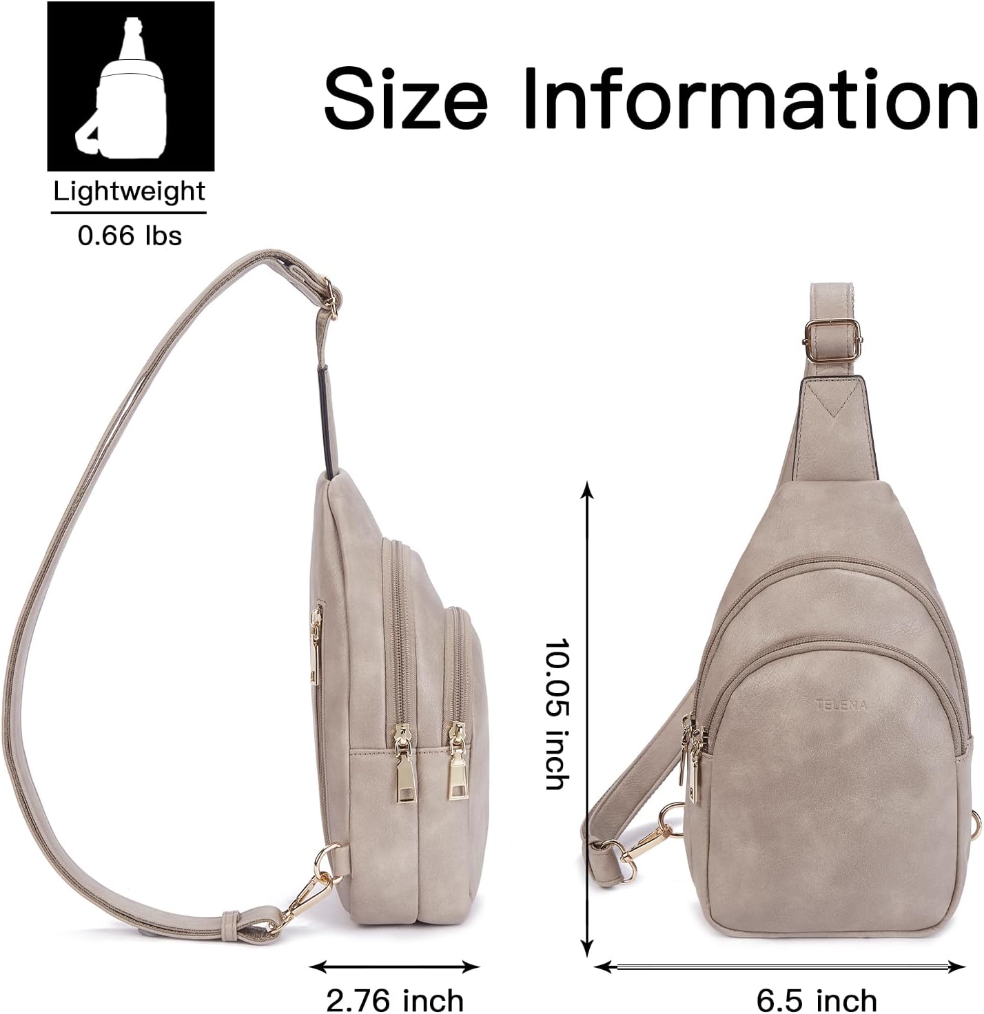 Telena Small Sling Bag for Women Leather Crossbody Fanny Packs Chest Bag for Women