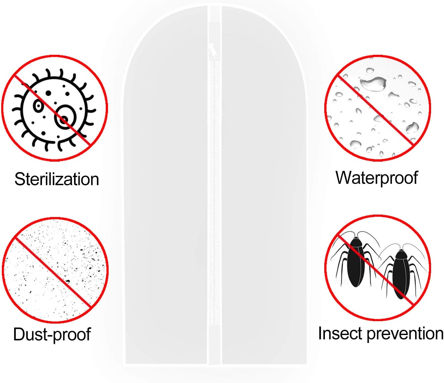 12 Pack Breathable Clothes Covers with Zip, Waterproof Dustproof Garment Covers Bags Dress Bag Covers Damp-proof Mens Suit Storage Bag for Wardrobe Storage and Travel(White)