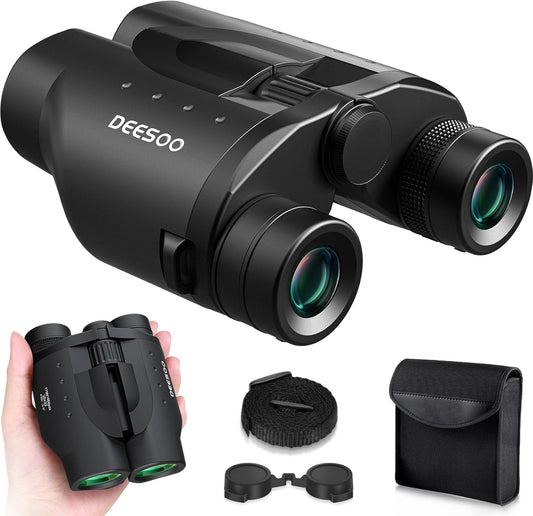 25x32 Binoculars for Adults Kids Compact - DEESOO High Powered Bird Watching Binoculars Lightweight with Small Size for Hunting Traveling Sports Hiking (Black)