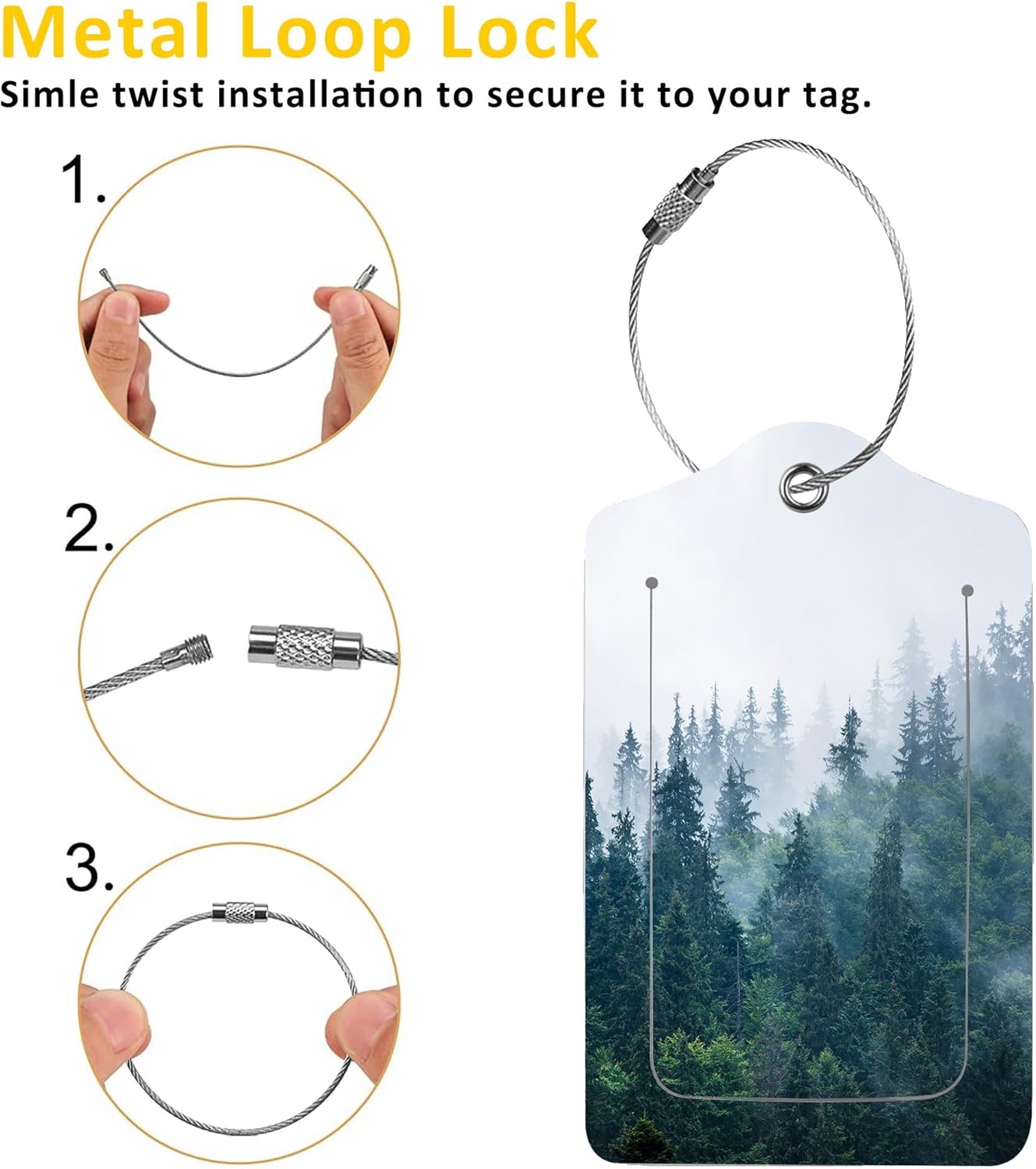 2 Pack Misty Forest Luggage Tag for Suitcases Misty Valley and Dark Forest PU Leather Bag Travel Suitcase ID Identifier Baggage Tags for Women Men Travel