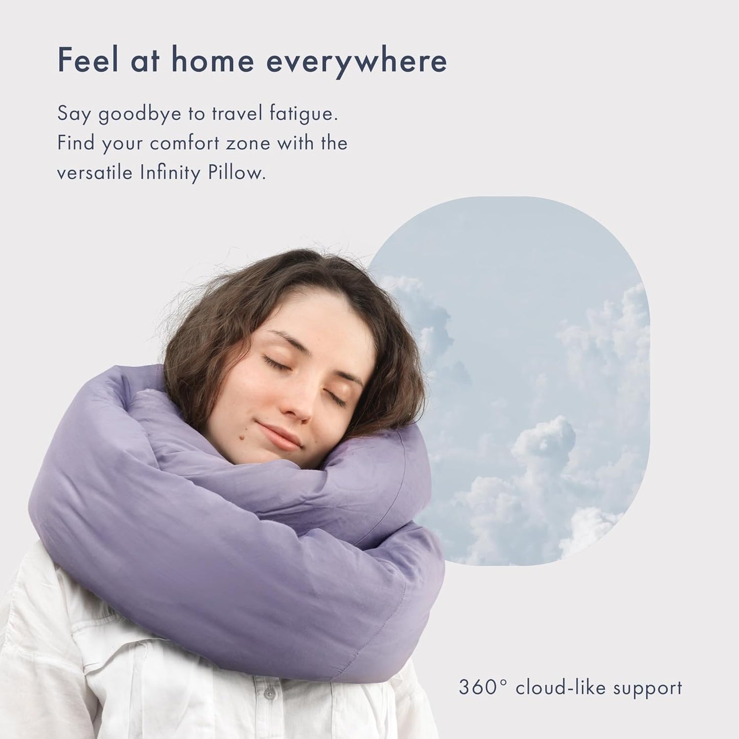 Huzi Infinity Pillow - Home Travel Soft Neck Scarf Support Sleep (Purple)