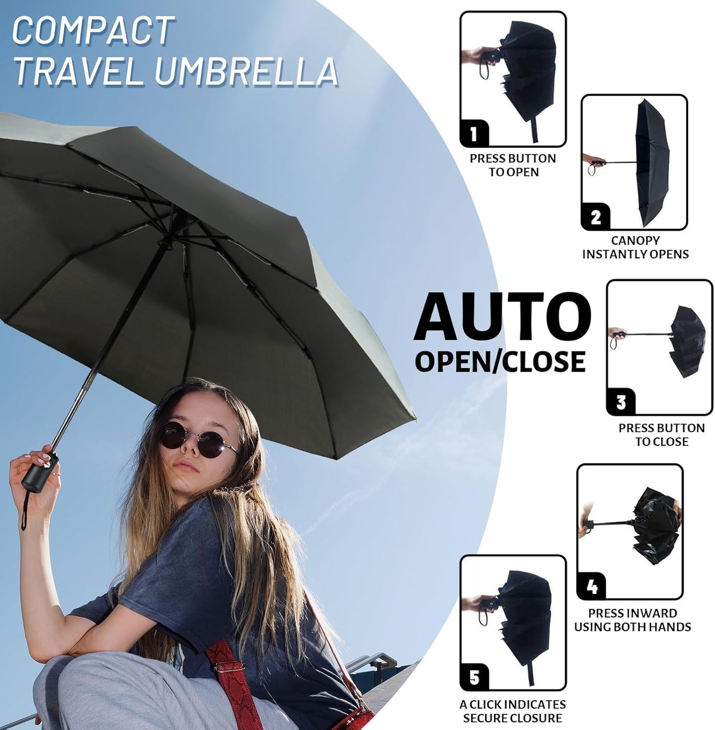SY COMPACT Travel Umbrella Windproof Automatic Umbrellas Small Compact UV Sun Protection Factory Outlet Umbrella