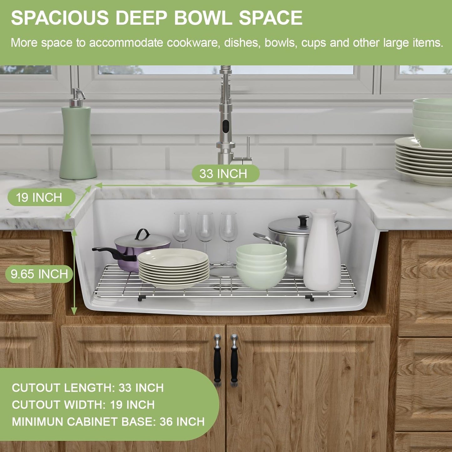 33 Granite Composite Kitchen Sink - Donsdey 33×19 Inch Undermount Kitchen Sink White Granite Quartz Composite Under Counter Single Bowl Sink Basin