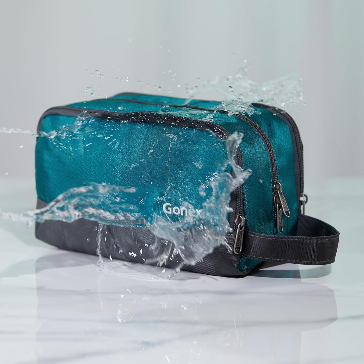 Gonex Travel Toiletry Bag Nylon, Dopp Kit Shaving Bag Toiletry Organizer Peacock Green