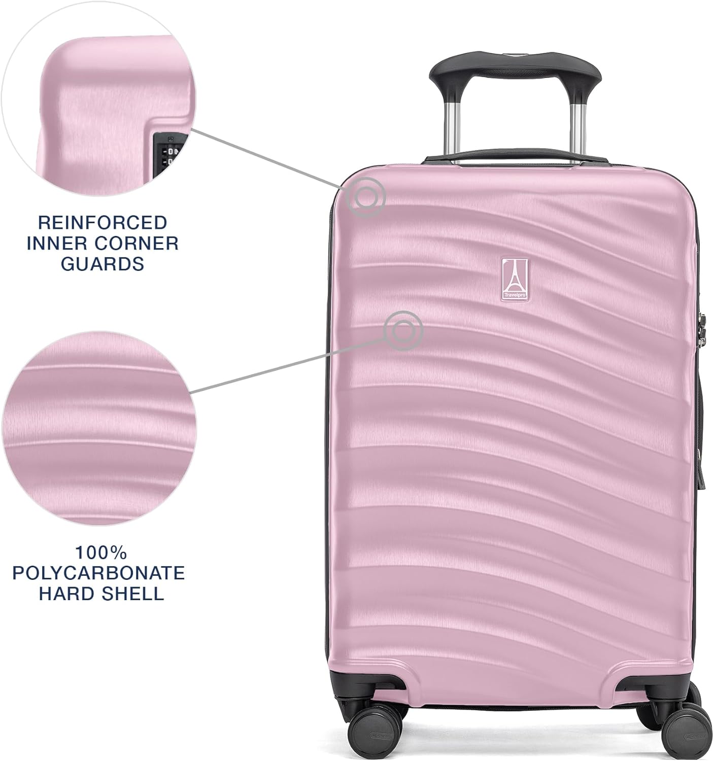 Travelpro Maxlite Air V2 Hardside Expandable Carry on Luggage, 8 Spinner Wheels, Lightweight Hard Shell Suitcase, TSA lock, Pink, Carry On 21-Inch