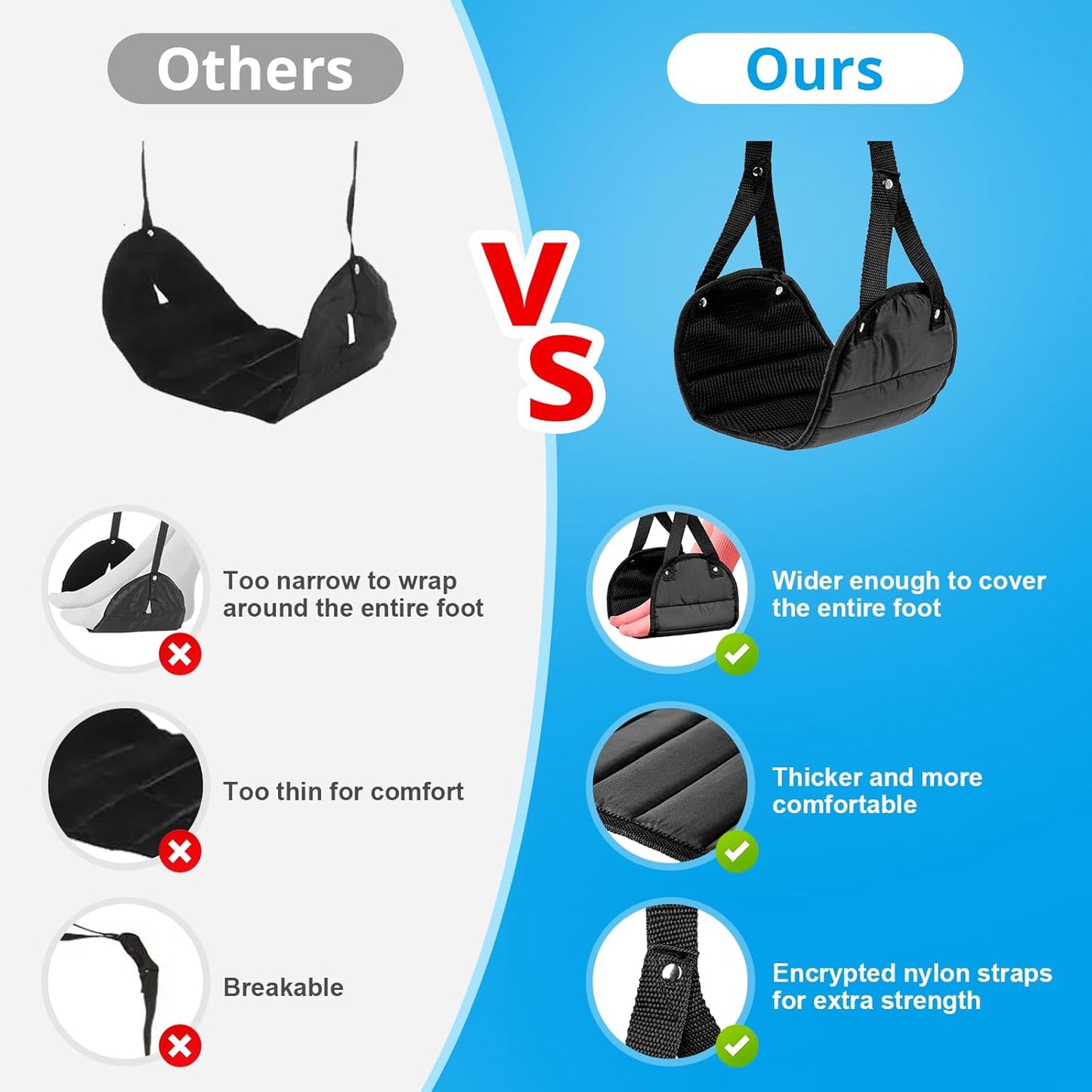 2 Pack Airplane Foot Rest,Portable Airplane Foot Hammock for Under Desk at Work to Relax Your Feet,Adjustable Memory Foam Foot Rest for Air Travel with Ear Plugs and Eye Mask