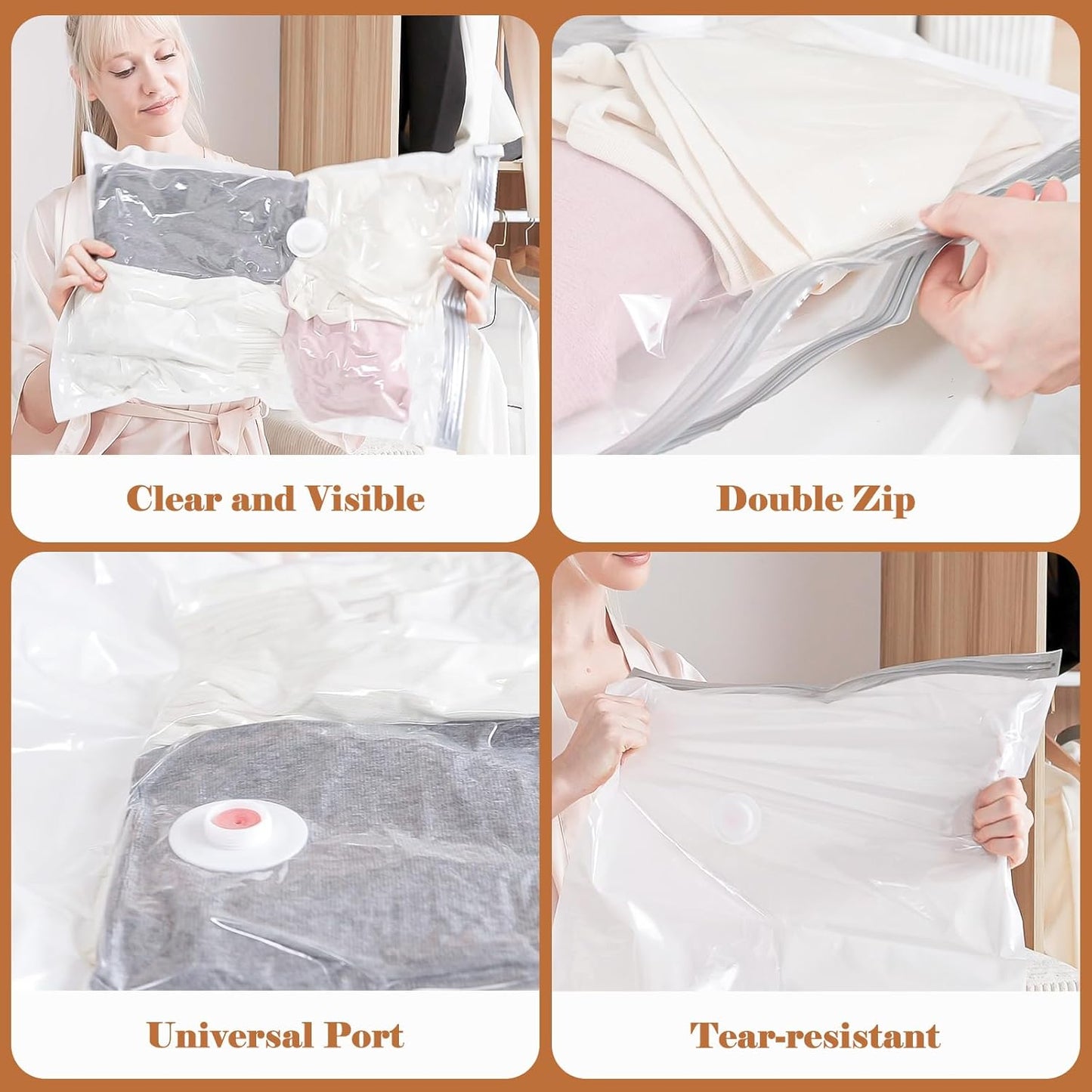 Vacuum Seal Bags for Clothing, 16 Pack Vacuum Storage Bags with Wireless Charging Air Pump(4J+4L+4M+4S), Space Saver Bags for Clothes Blanket Duvets Pillows Comforters Travel