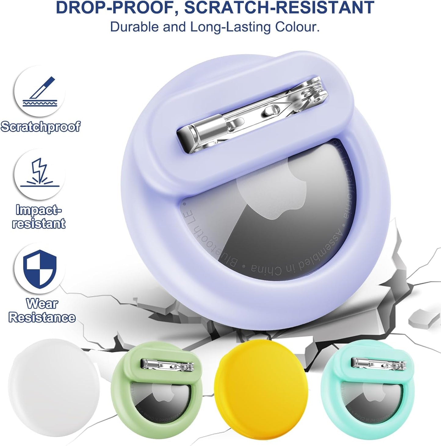 for Air Tags-4 Pack Apple Kids Hidden, for Airtag Tracker for Kid,for AirTag Hidden Kids Holder with Invisible Pin, Anti Lost, for Kid, Elderly, Luggage, Clothing (Light green Yellow White Mint green)