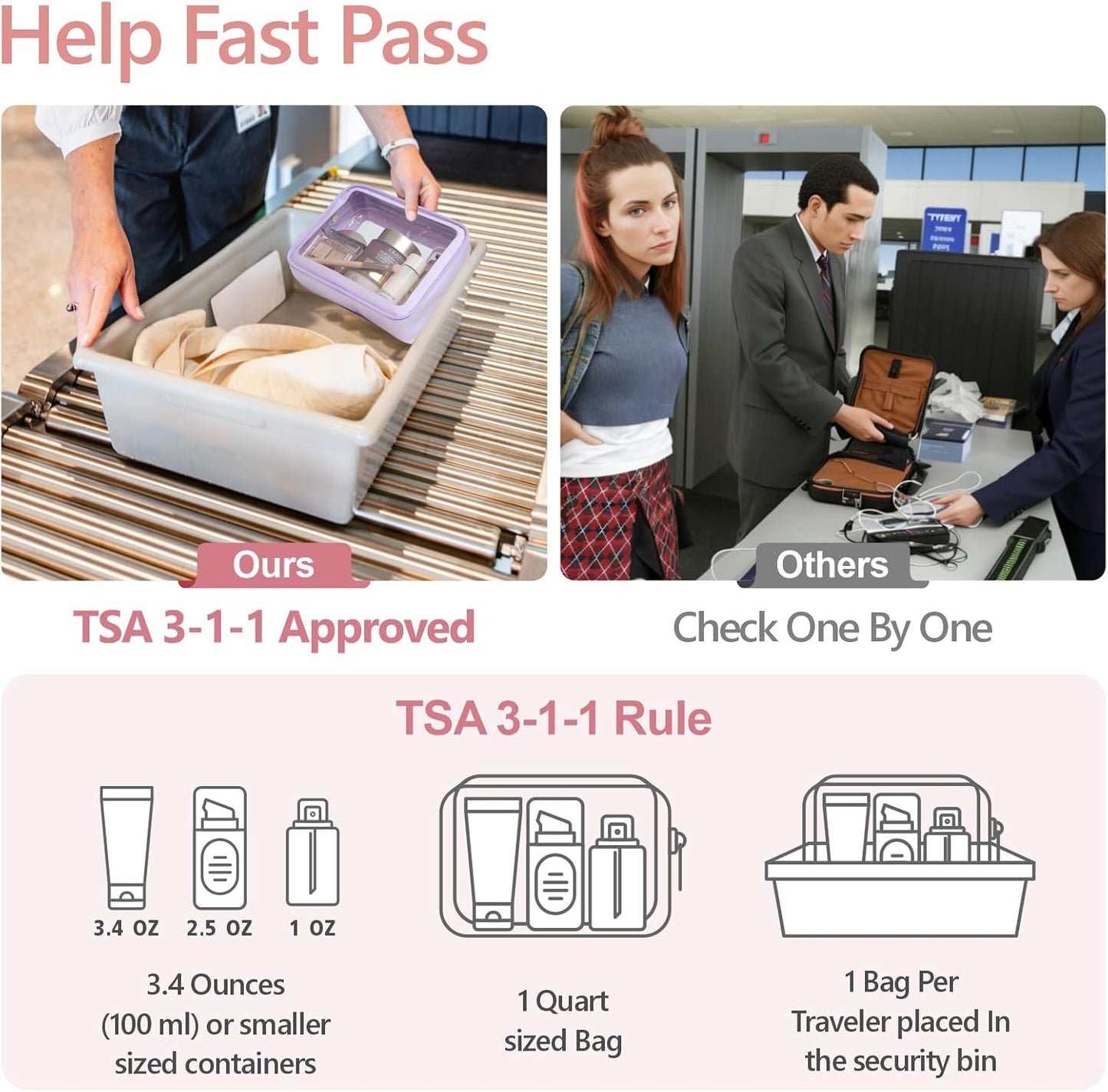 PACKISM TSA Approved Toiletry Bag - Upgrade Color-Edged Clear Makeup Bags, Clear Toiletry Bags For Traveling Fits Various Storage Needs