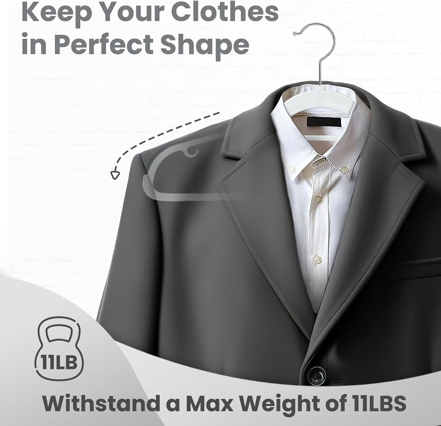 Plastic Hangers 50 Pack, Slim Clothes Hangers Non Slip, Non-staining Space Saving Hanger, 17.1 inches Coat Hanger Heavy Duty Hanging Dry Wet Clothes, Gray