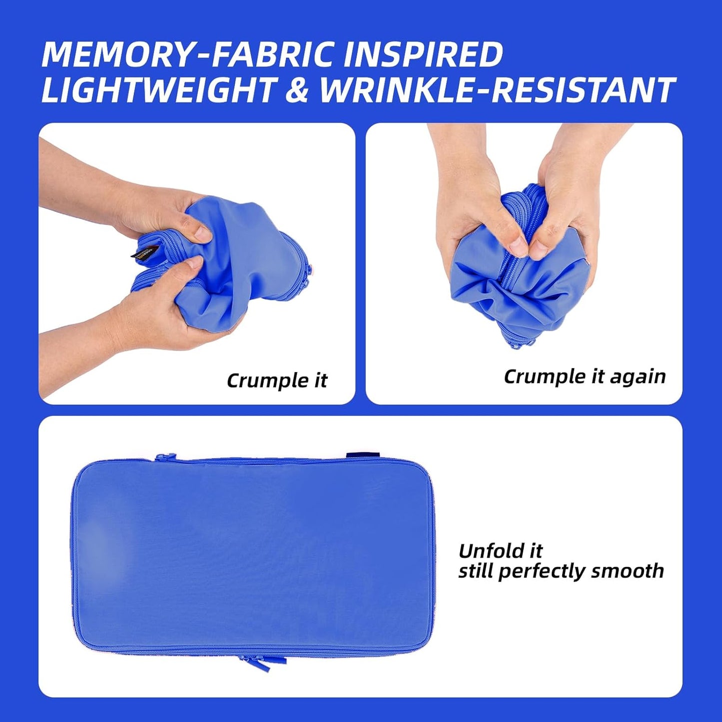 4 Piece Compression Packing Cubes for Suitcases and Backpack, Lightweight Travel Organizers (Bright Blue)