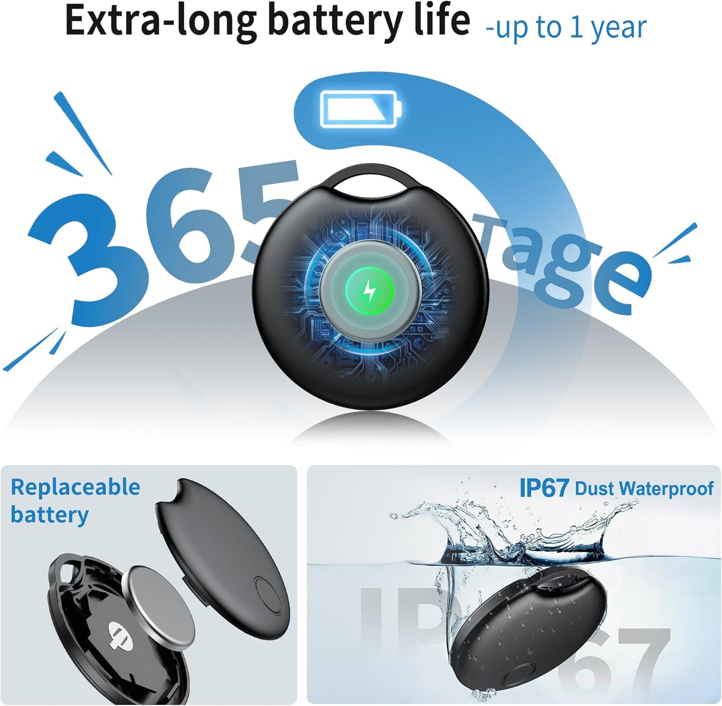 Air Tracker Tags-4 Pack for Android, Bluetooth Tracker Works with Google’s Find Hub | Android Only | Replaceable Battery | Water- Resistance | Item Finder for Luggage, Wallet, Dog, Key,Suitcases