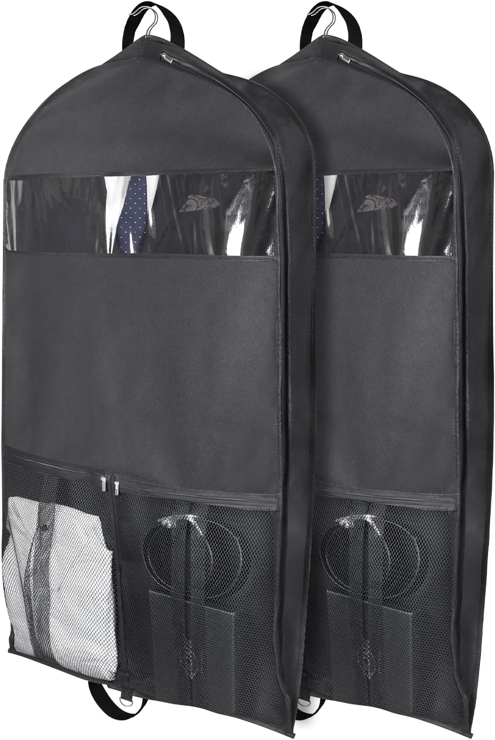 Zilink GarMen&Woment Bags for Hanging Clothes 43/'' Suit Bags for Men&Women Travel with 2 Large Mesh Pockets and Clear Window, for Suit, Coat, Dress, Set of 2