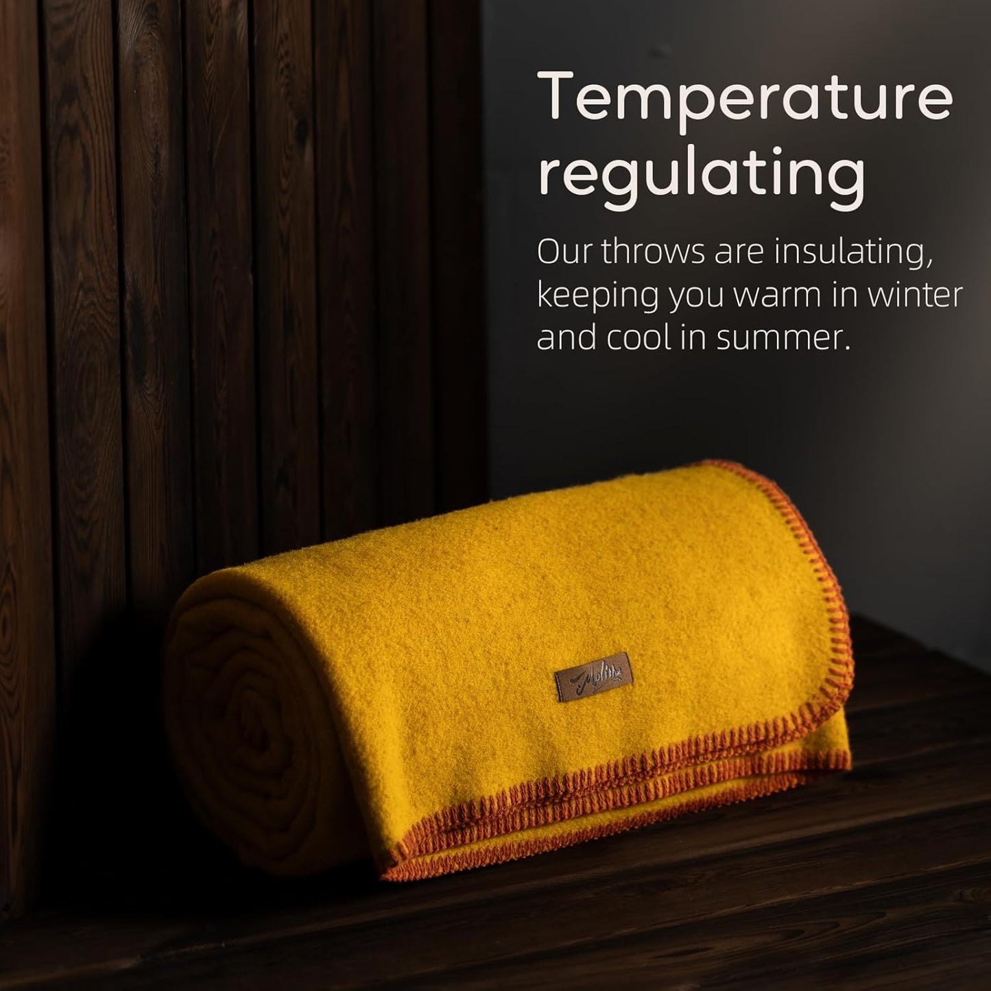 100% Wool Blanket, 62" x 86", Warm, Thick, Washable, Military Wool Blanket, Great for Camping, Outdoors, Sporting Events, Survival Kits, Yellow