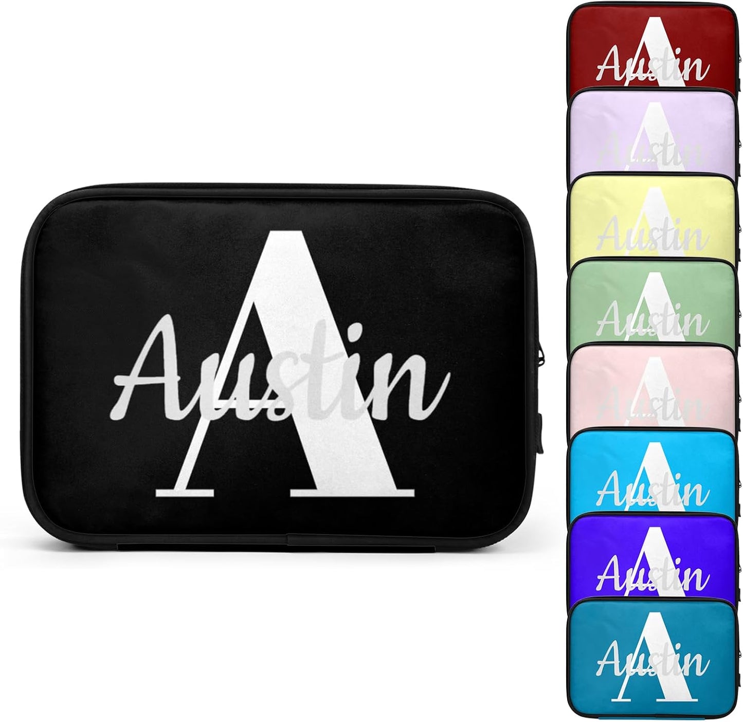 Custom Electronic Organizer Travel Case with Name Small Cable Storage Bag, Personalized Gifts Travel Essentials for Phone Cords Charger Accessories, Black