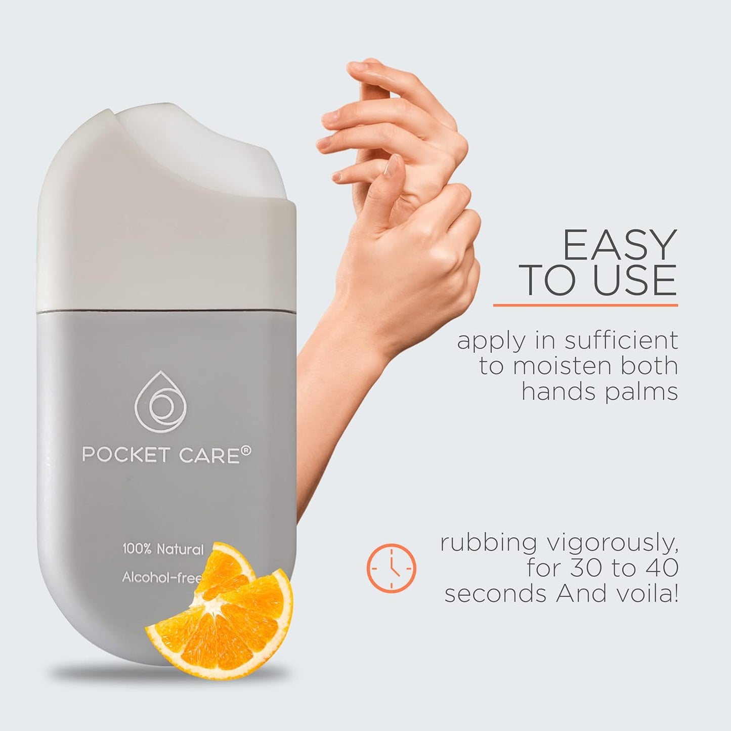 POCKET CARE | 2 Pack Orange Hand Sanitizer Spray 15 ml - natural Spray for Hands | Organic Moisturizing Spray | Hand Spray Travel Size - Travel Accessories | 100% natural (Orange)