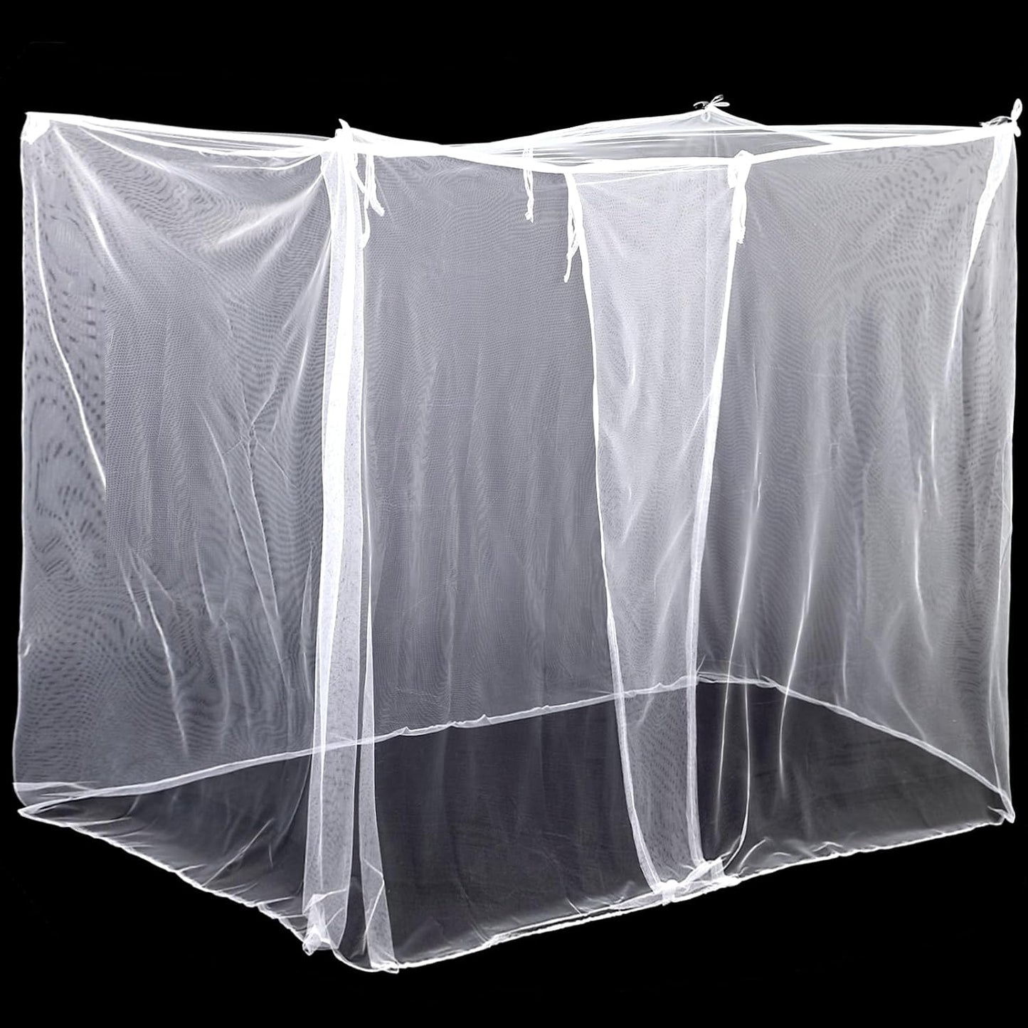 4 Corners Mosquito Net for Mosquiteros para Camas Bed Canopies Netting Bed Drapes Rectangular Mosquito Mesh for Camping Home Outdoor Travel(White,L75 X W47 X H59 Inch,Opening)