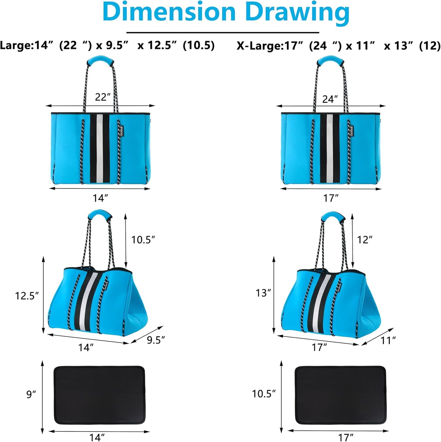 QOGiR Neoprene Multipurpose Beach Bag Tote with Inner Zipper Pocket … … … …