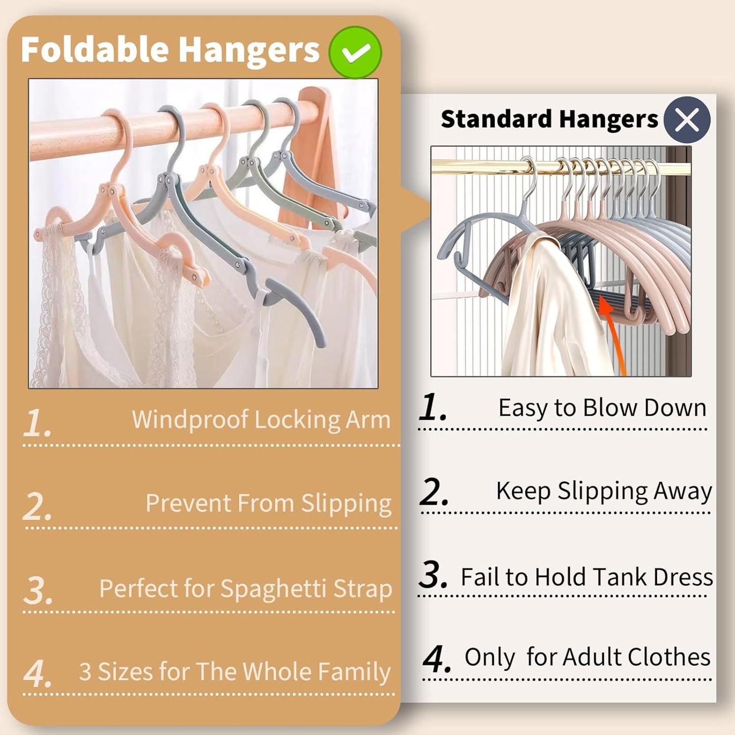 20 Pcs Foldable Travel Hangers - Portable Folding Collapsible Clothes Hangers Lightweight Travel Accessories Foldable Clothes Drying Rack Dorm Hanger for School Home with Clothesline