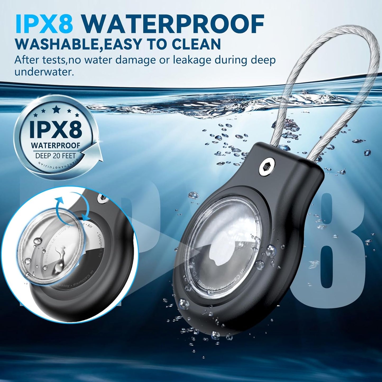 Waterproof Airtag Holder,2 Pack Airtag Case with Secure Lock,Airtags Keychain for Apple Airtag,Anti-Lost Protective Case Air tag Accessories for GPS Item Finder Tracker Luggage,Bag,Key,Pet-Black/Red