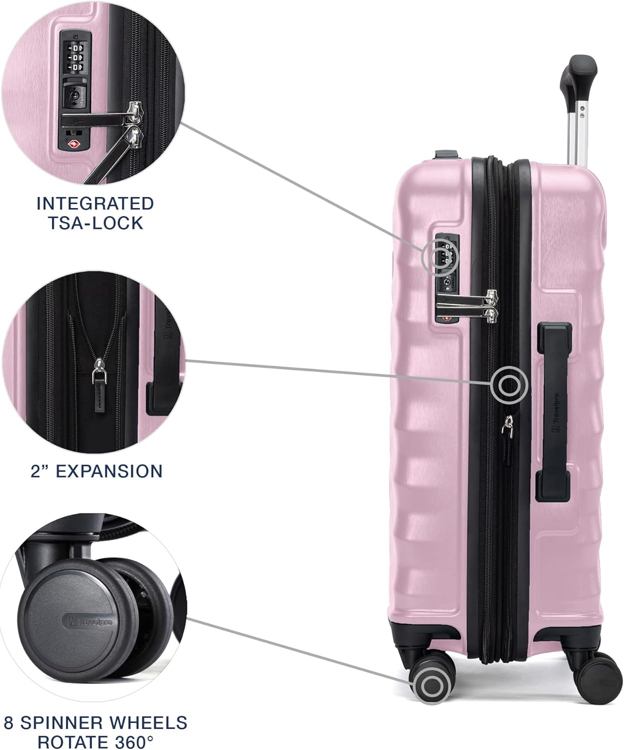 Travelpro Maxlite Air V2 Hardside Expandable Carry on Luggage, 8 Spinner Wheels, Lightweight Hard Shell Suitcase, TSA lock, Pink, Carry On 21-Inch