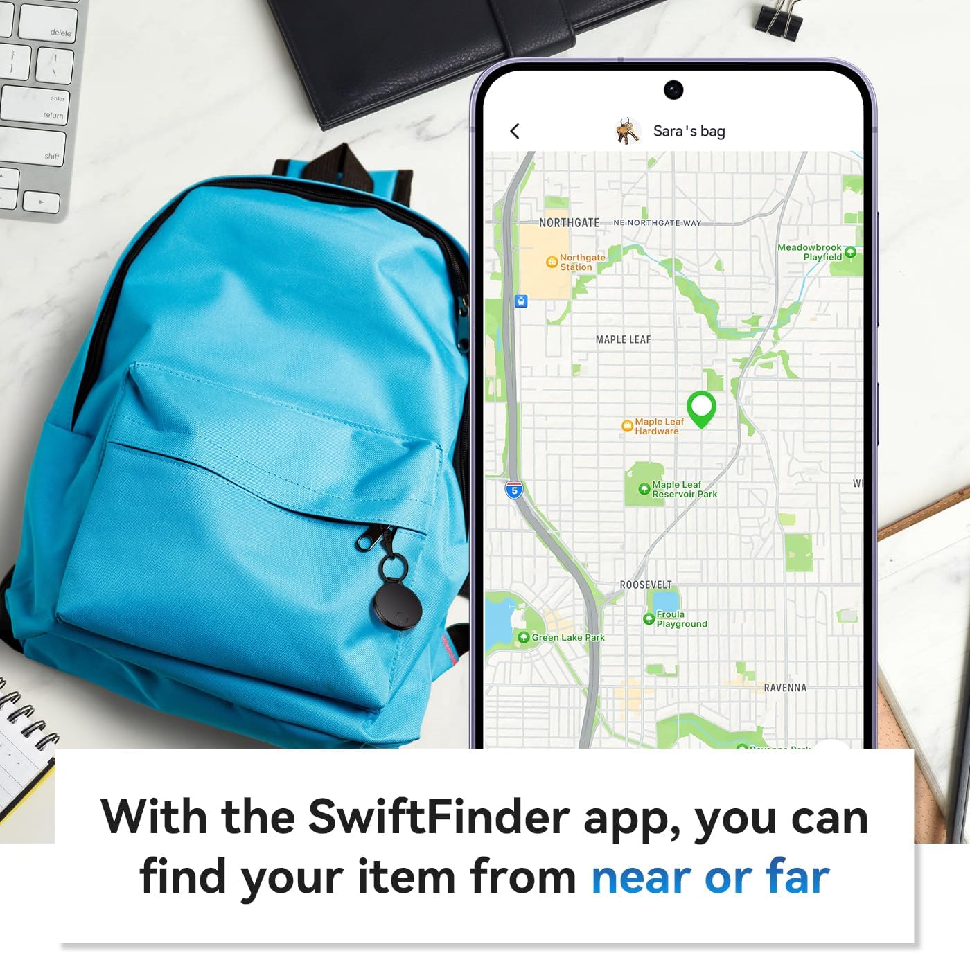 ST21 2-Pack, Keys Finder, Bluetooth Tracker and Item Locator for Keys, Bags, and More; Phone Finder, Android and iOS Compatible, Water Resistance, Replaceable Battery