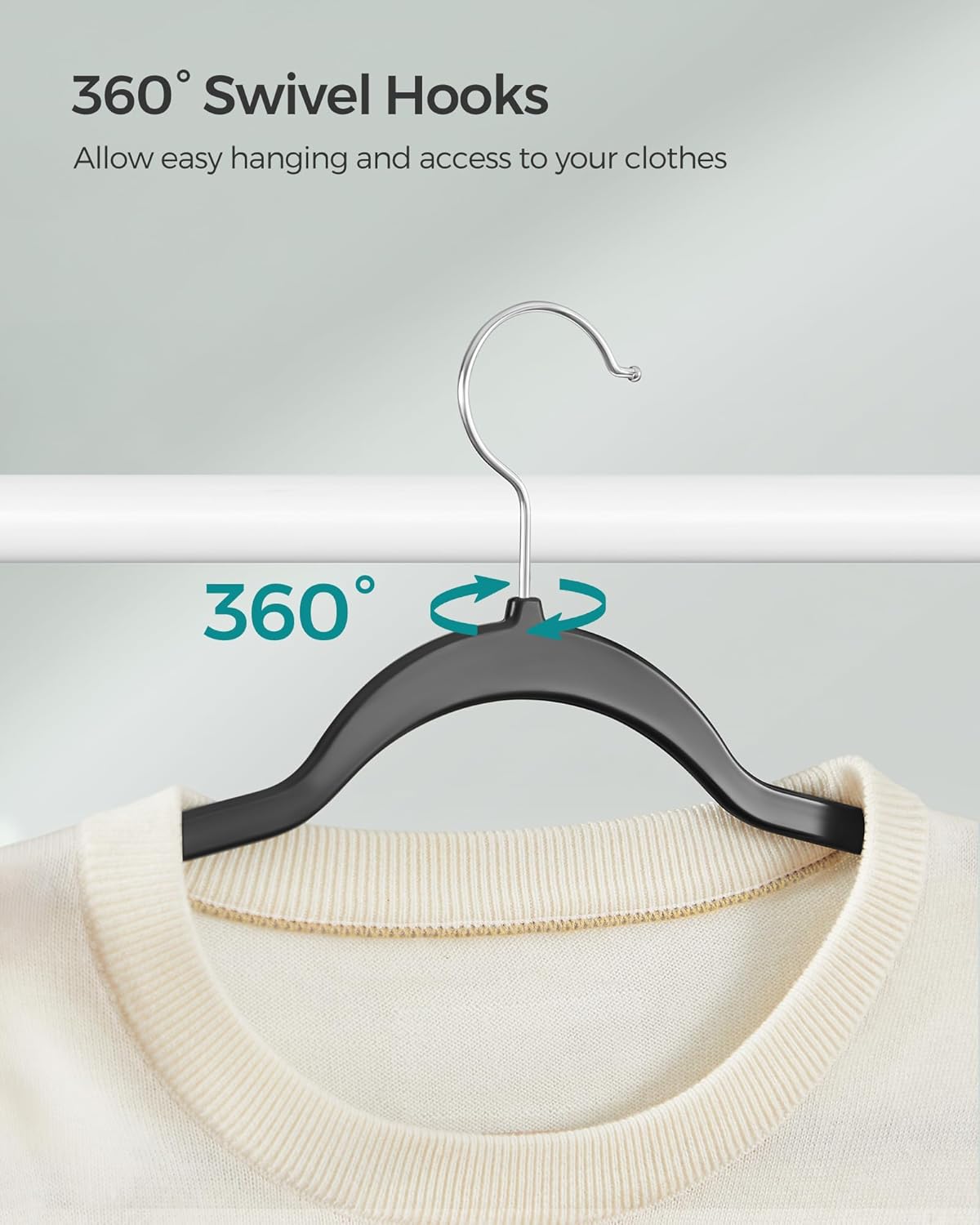 SONGMICS Clothes Hangers, Pack of 50 Plastic Coat Hangers, Space-Saving, Black UCRP50B