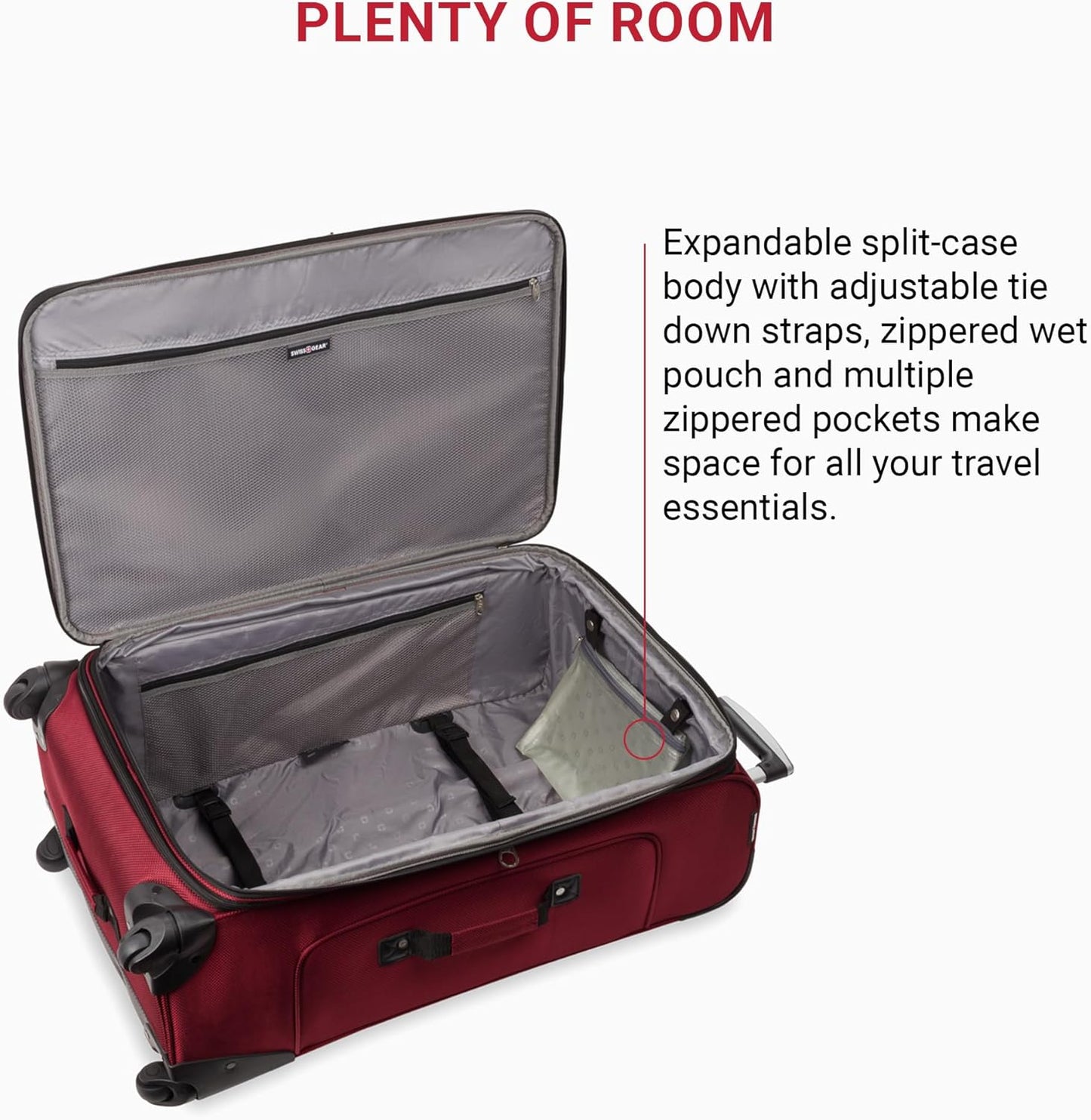 SwissGear Sion Softside Expandable Luggage, Burgundy, Checked-Large 29-Inch