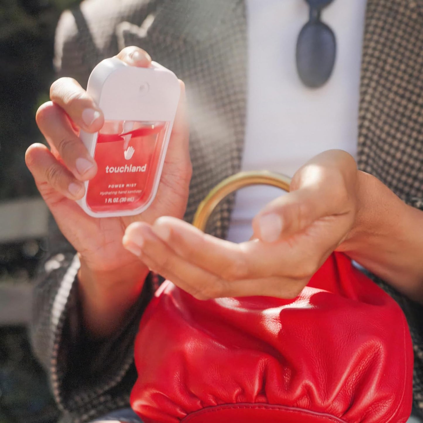 Touchland Hydrating Hand Sanitizer Spray Bundle, DREAM 5 Set (Watermelon, Berry, Beach Coco, Sandalwood Power Mists, Icy White Hand Mist Case), 1 FL. OZ. Travel Size