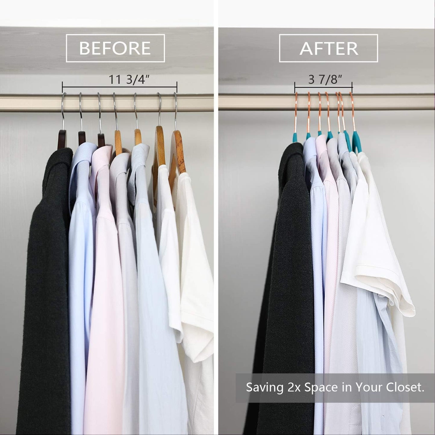 MIZGI Premium Velvet Hangers (50 Pack) Heavy Duty - Non Slip Felt Suit Hanger Teal/Turquoise - Rose Gold Hooks,Space Saving Clothes Hanger