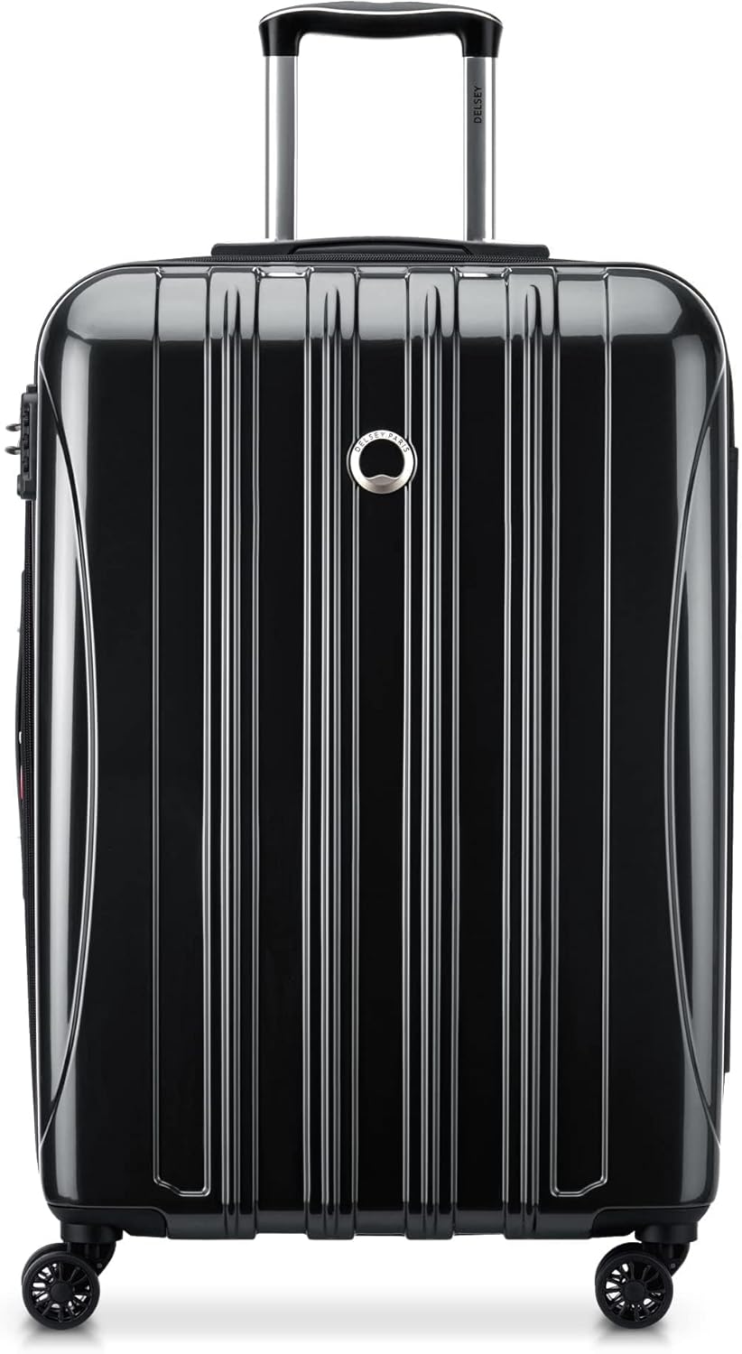 DELSEY PARIS Helium Aero Hardside Expandable Luggage with Spinner Wheels, Black, Checked-Medium 24 Inch