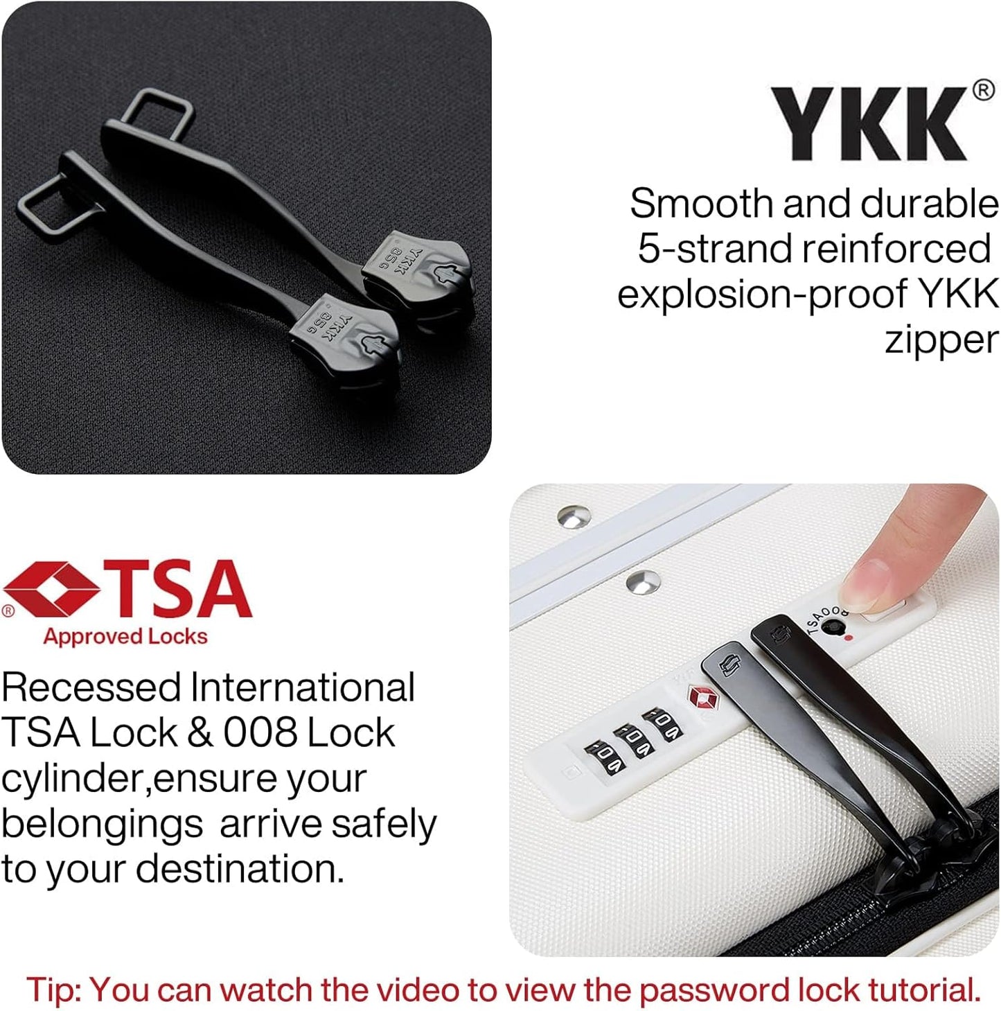 Hanke Grace Hard Shell Suitcases with Wheels,20 Inch Carry On Luggage Airline Approved with Aluminum Frame, Travel suitcase with Front Pocket Travel Luggage for Short Business Trips, Smoke White.