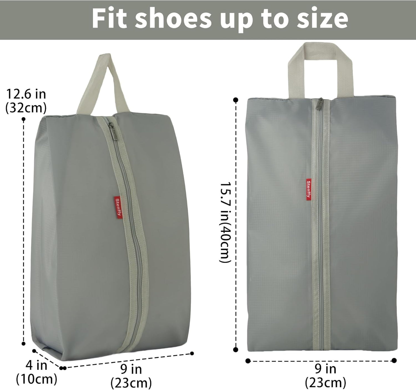 6pcs Portable Shoe Organizer, Travel Pouches with Zipper, Golf Shoe Bags, Clothes Bags, Soccer Cleats Bag Shoe Pouch for Gym, Waterproof, Odor-Resistant (Grey)