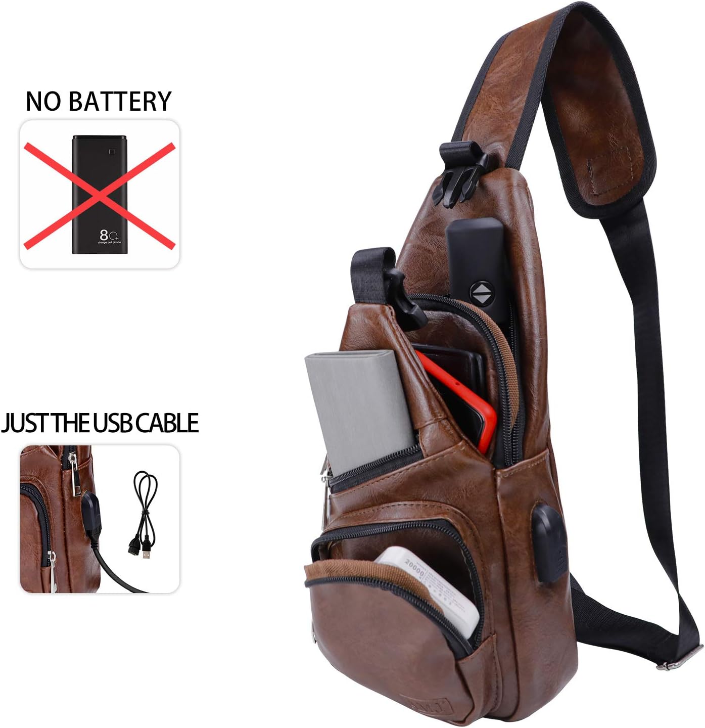 AMJ Crossbody Sling Bag Men Women, Casual Shoulder Backpack, Chest Daypack Satchel for Hiking Travel