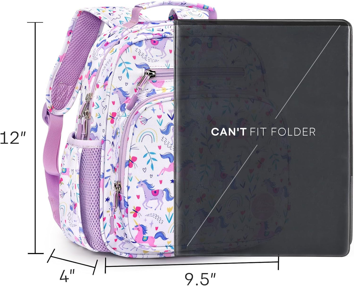 mibasies Toddler Backpack for Girls 2-4: Cute Kids Backpacks for Girls - Preschool Kindergarten Backpack - Unicorn Garden Purple