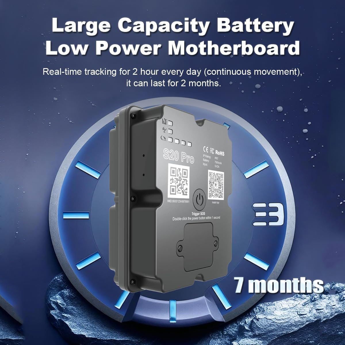 GPS Tracker for Vehicles Long Battery Life up to 7 Months Battery Life, Real Time Tracking, Unlimited Distance, Strong Magnetic,IP67 Waterproof 4G Tracker Device for Vehicles, Subscription Needed