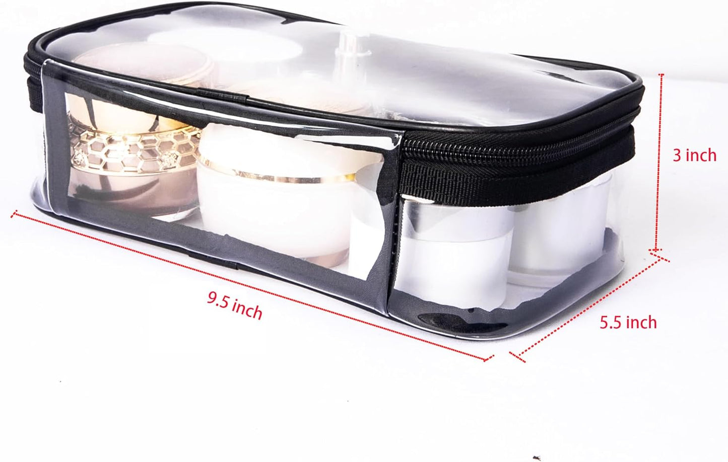 Portable Zippered Transparent Vinyl Travel Cosmetic Bag Clear PVC Makeup Kits Organizer Utility Pouch See Through Plastic TSA Approved Toiletry Carry Pouch