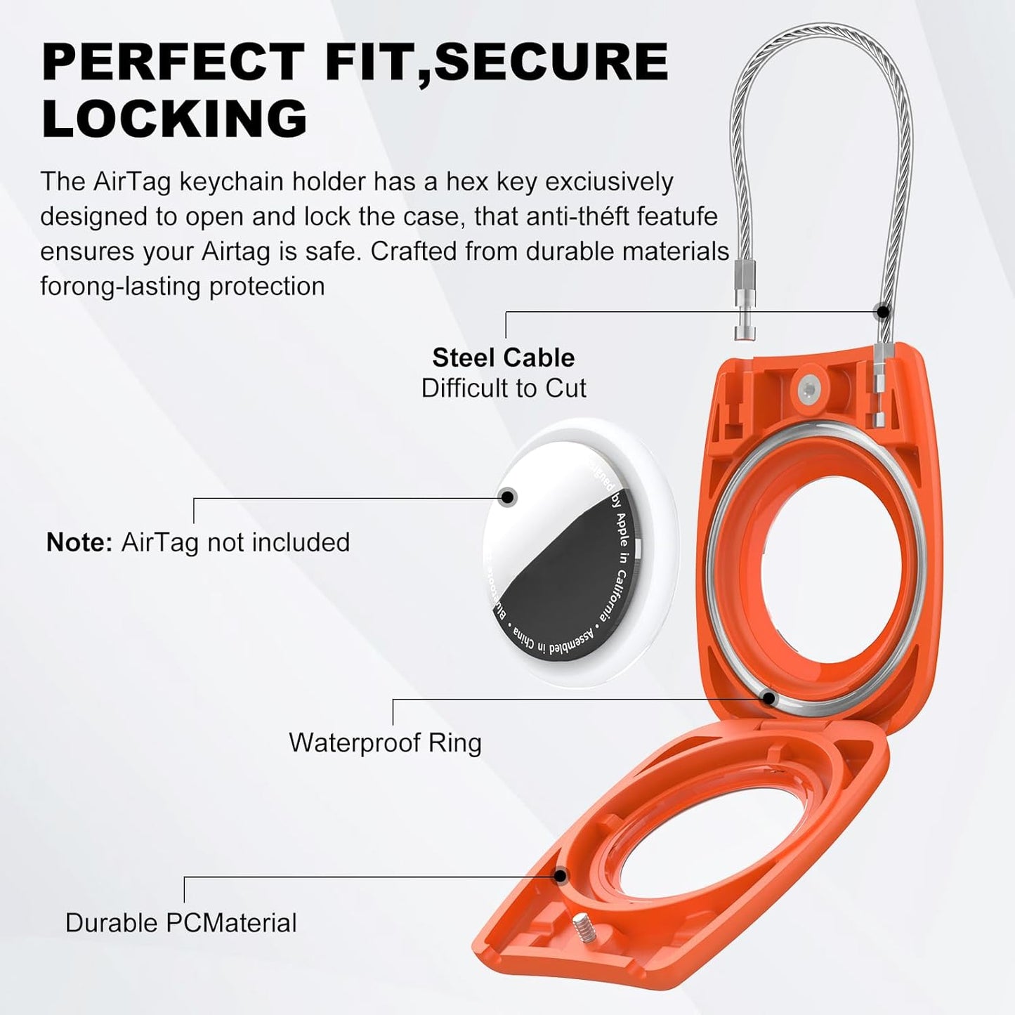 IPX8 Waterproof Airtag Holder Air Tag Case with Keychain, 4-Pack AirTags All-Round Protect Case for Apple Tag Tracker, Air Tags Holder for Luggage, Key, Pet, Backpack（4 Colors）