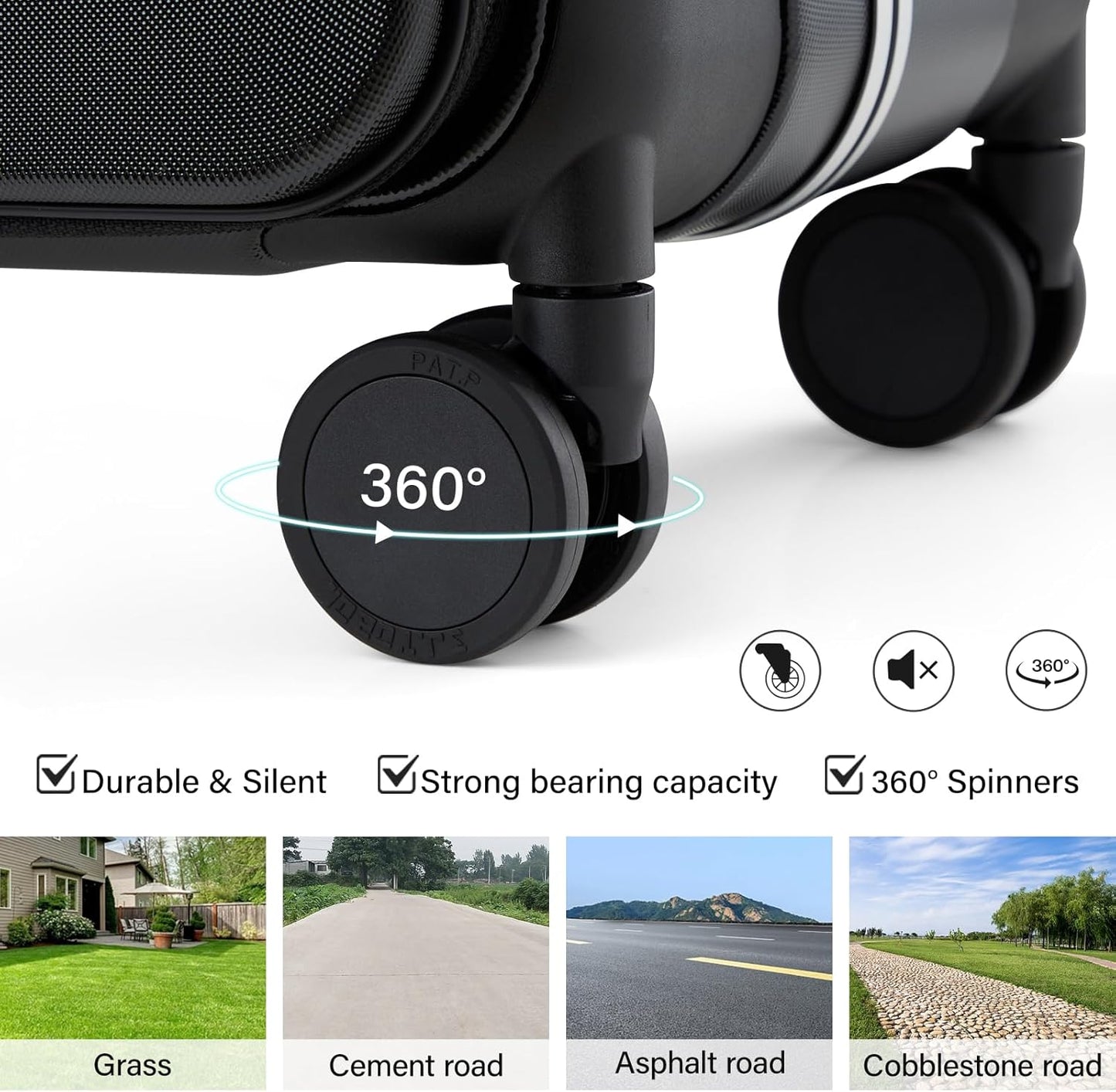 Hanke Top Opening 24 Inch Luggage with Spinner Wheels, Aluminum Frame All-PC Hard Shell Medium Suitcase, Zipperless Trunk Wide Handle Luggage, TSA Checked-Medium(Jet Black, 69L)