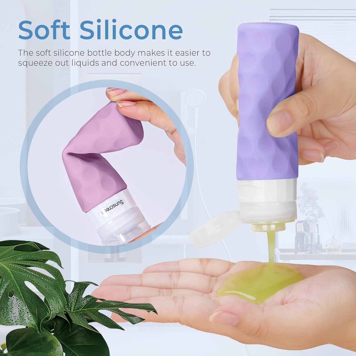 16pack Travel Bottles for Toiletries, TSA Approved Travel Size Containers Set, Leak Proof Refillable Liquid & Creams Toiletries Accessories Kit W/Toiletry Bag (Purple)