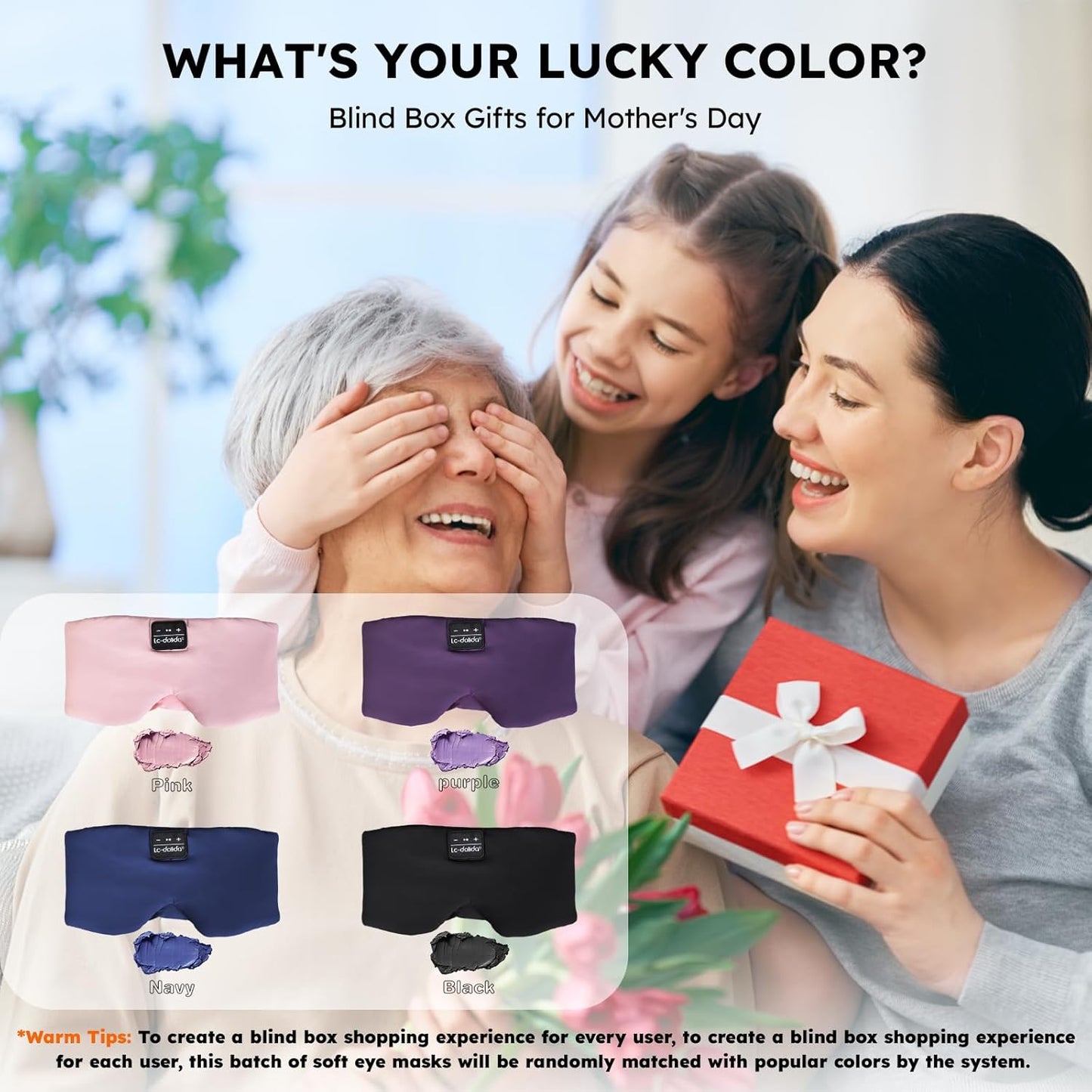 LC-dolida Sleep Mask with Bluetooth Headphones, Ice Silk Sleep Headphones with Bluetooth 5.4, Total Blackout Eye Mask for Sleeping, Soft Sleep Mask for Women Men, All Night Sleep, Travel(Pink)